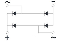 Schema elettrico del ponte a diodi monofase