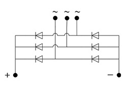 Schema elettrico del ponte trifase