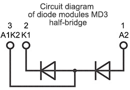 Schema di collegamento del modulo a diodi MD3-1000-28-D