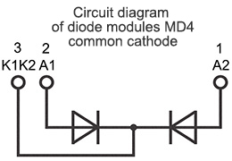 Schema di collegamento del modulo a diodi MD4-800-44-D