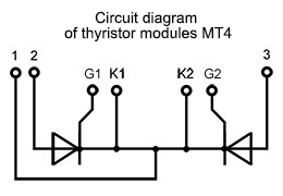 Connection diagram of power thyristor module MT4
