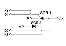 Schema del circuito dei moduli a tiristori